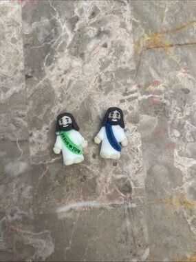Cute Mini Jesus Charms with Green and Blue Sashes